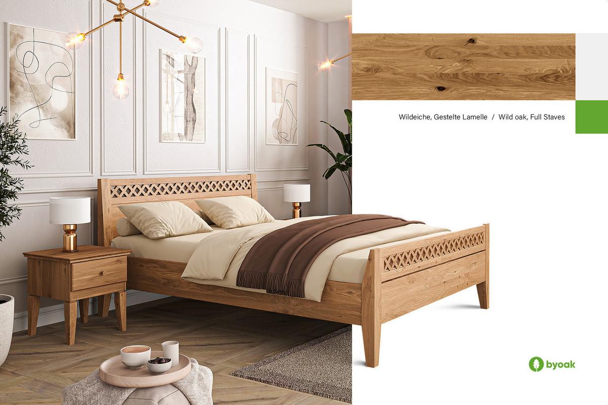 MASSIVHOLZBETT ELIAS 4 80x200 Wildeiche - Alteiche, Holz (80/200cm) - byoak