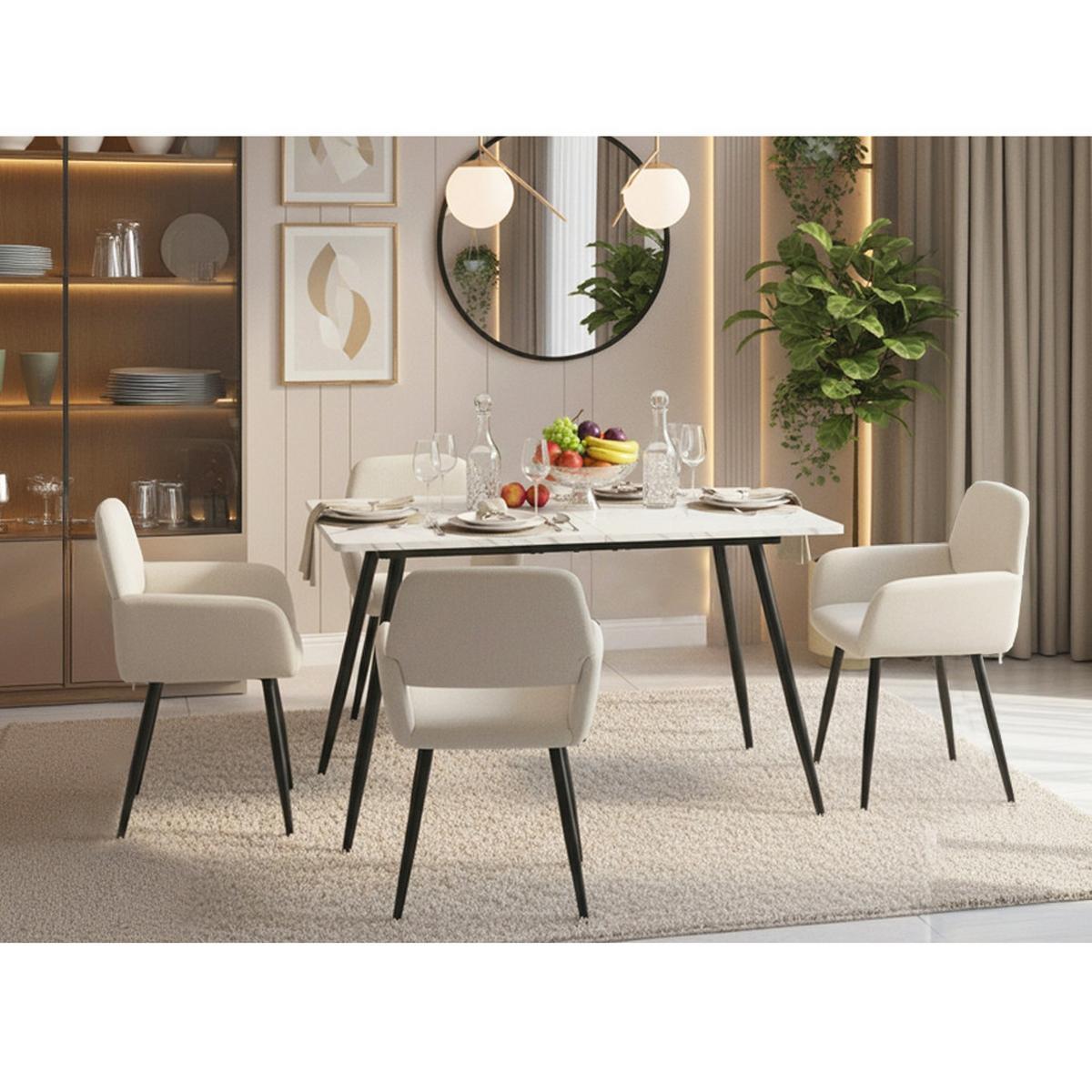 ESSTISCH 120/80/75 cm Rechteckige weiße - Schwarz, Holz/Metall (80/120/75cm) - Urban Meuble