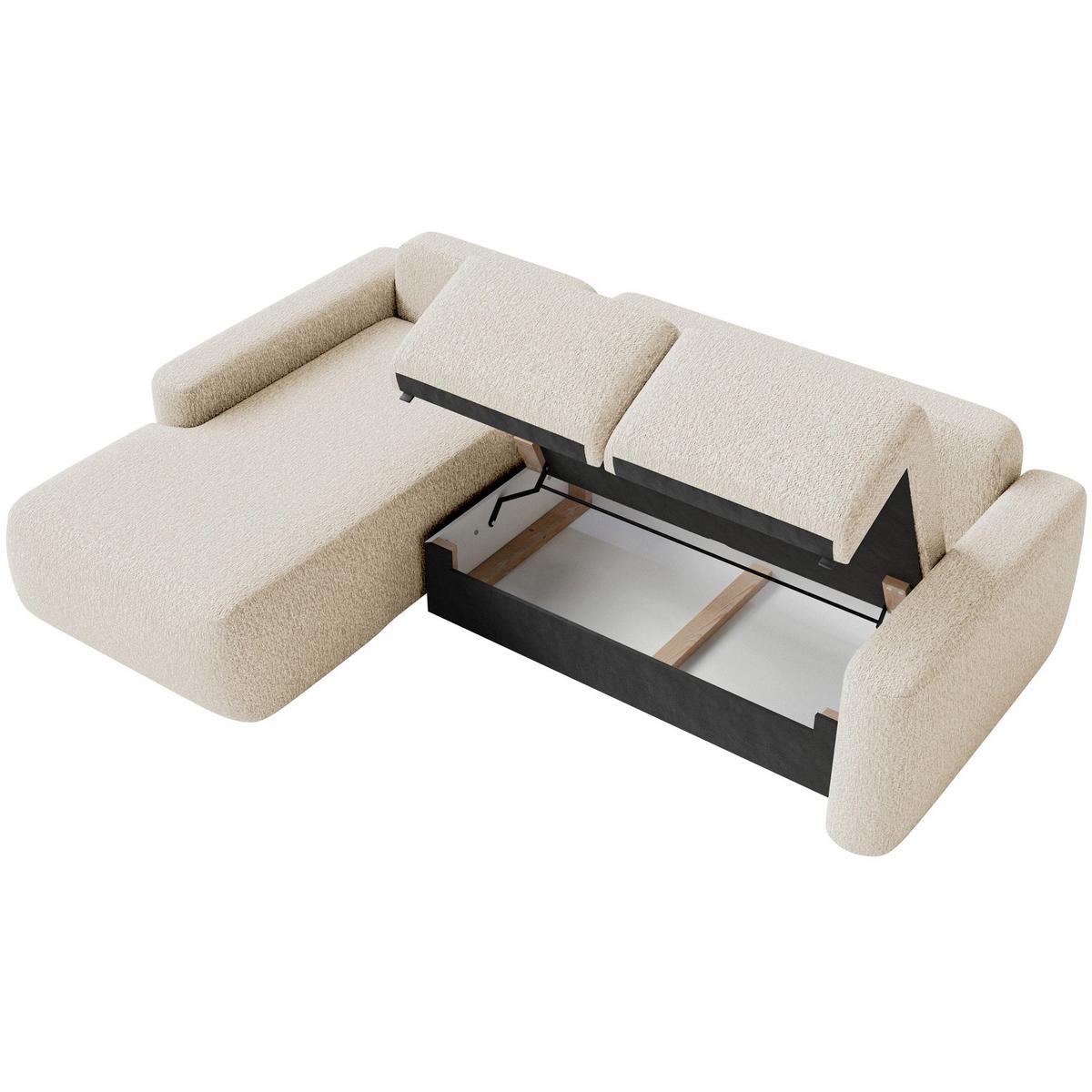 ECKSOFA Carnos Mini Hellbeige Chenille - Ecru/Schwarz, Kunststoff/Textil (238/164cm) - Selsey