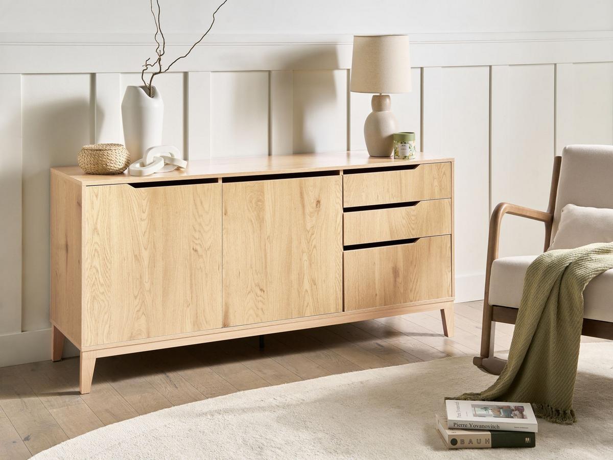 SIDEBOARD mit 2 Türen Hellbraun Moncton - Hellbraun, Holzwerkstoff (160/75/45cm) - Beliani