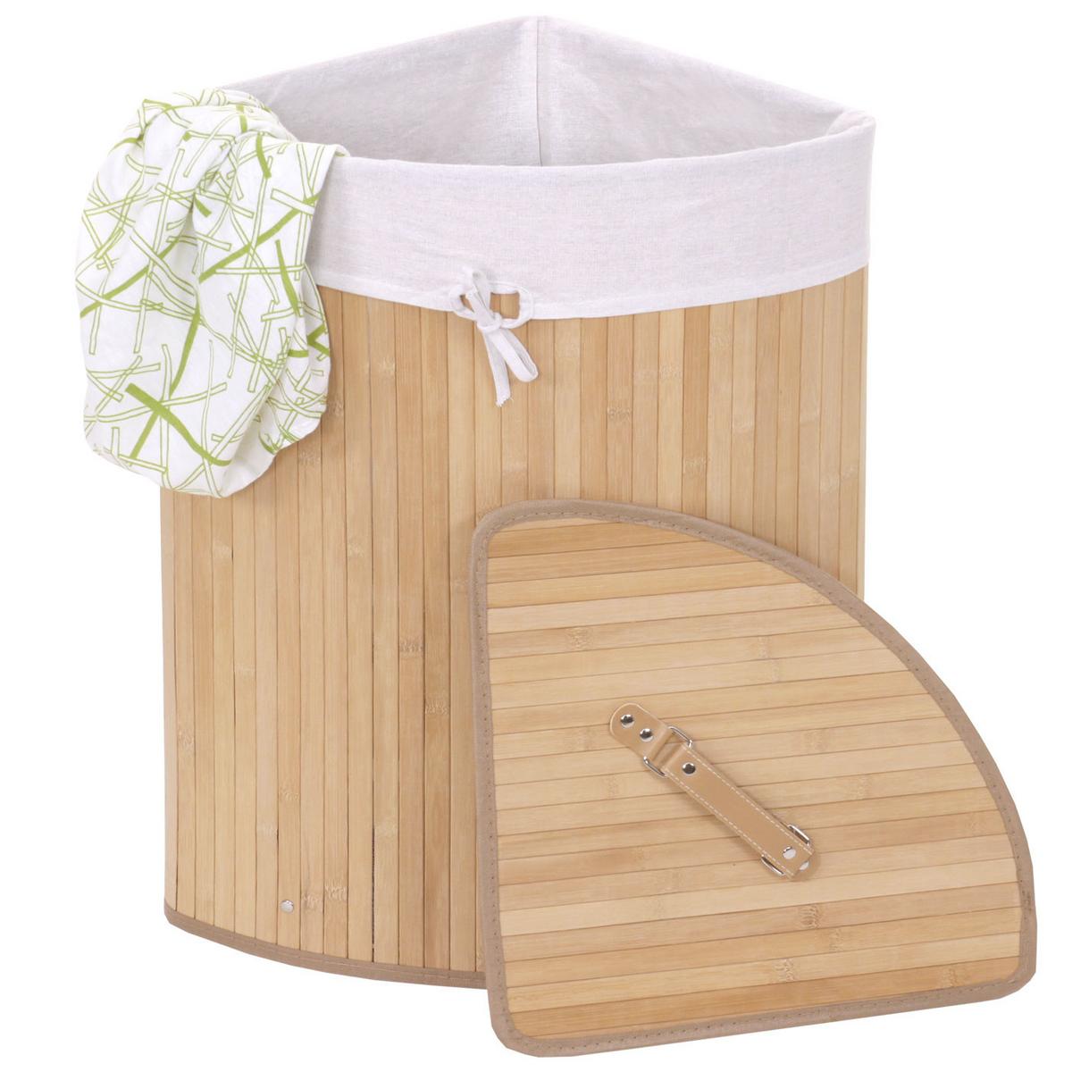 ECKWÄSCHEKORB Beige, Cremeweiß - Beige/Creme, Holz (48/61/35cm) - MCW