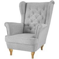 CHESTERFIELD-SESSEL Falco hellgrau mit Buche Holzbeinen - Hellgrau, Holz/Textil (82/102/92cm) - Beautysofa