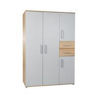 KLEIDERSCHRANK Elina - Eichefarben/Silberfarben, Holzwerkstoff/Kunststoff (1/1/1cm) - arthur berndt