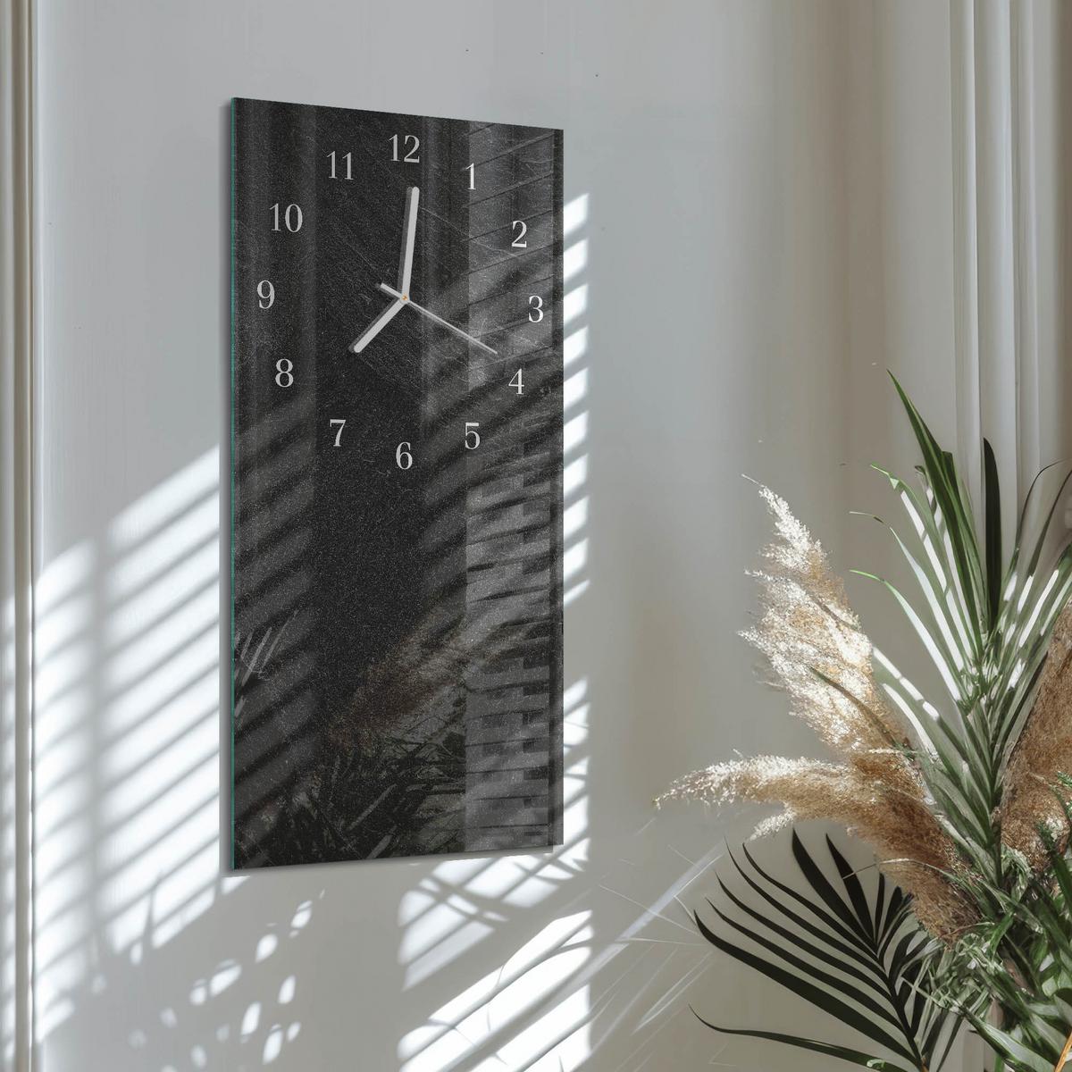 WANDUHR aus Glas 30x60 cm - Marmor - Grau, Glas (30/60/0.4cm) - TULUP