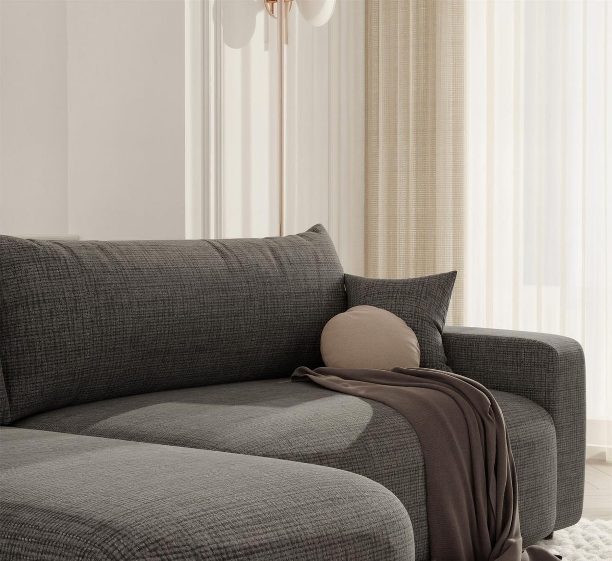 ECKSOFA Luna Mit Schlaffunktion - Grau, Holzwerkstoff/Textil (248/145cm) - Fun Möbel