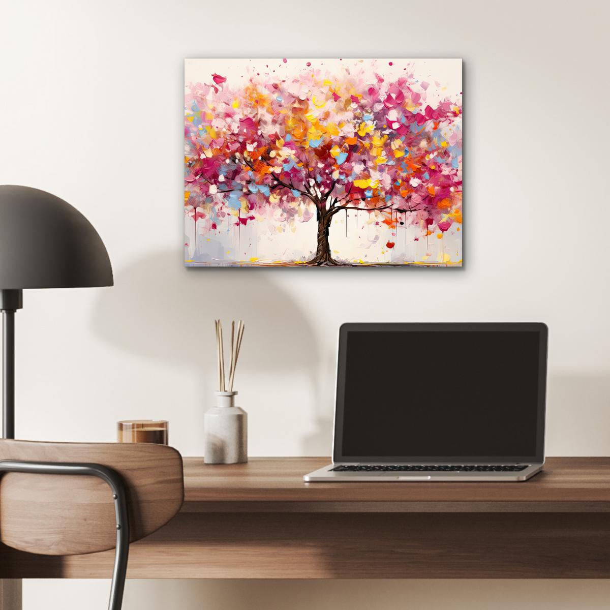 METALLBILD Aquarell - Baum - Kunst - Abstrakt 40x30 cm - Multicolor, Metall (40/30cm) - MuchoWow