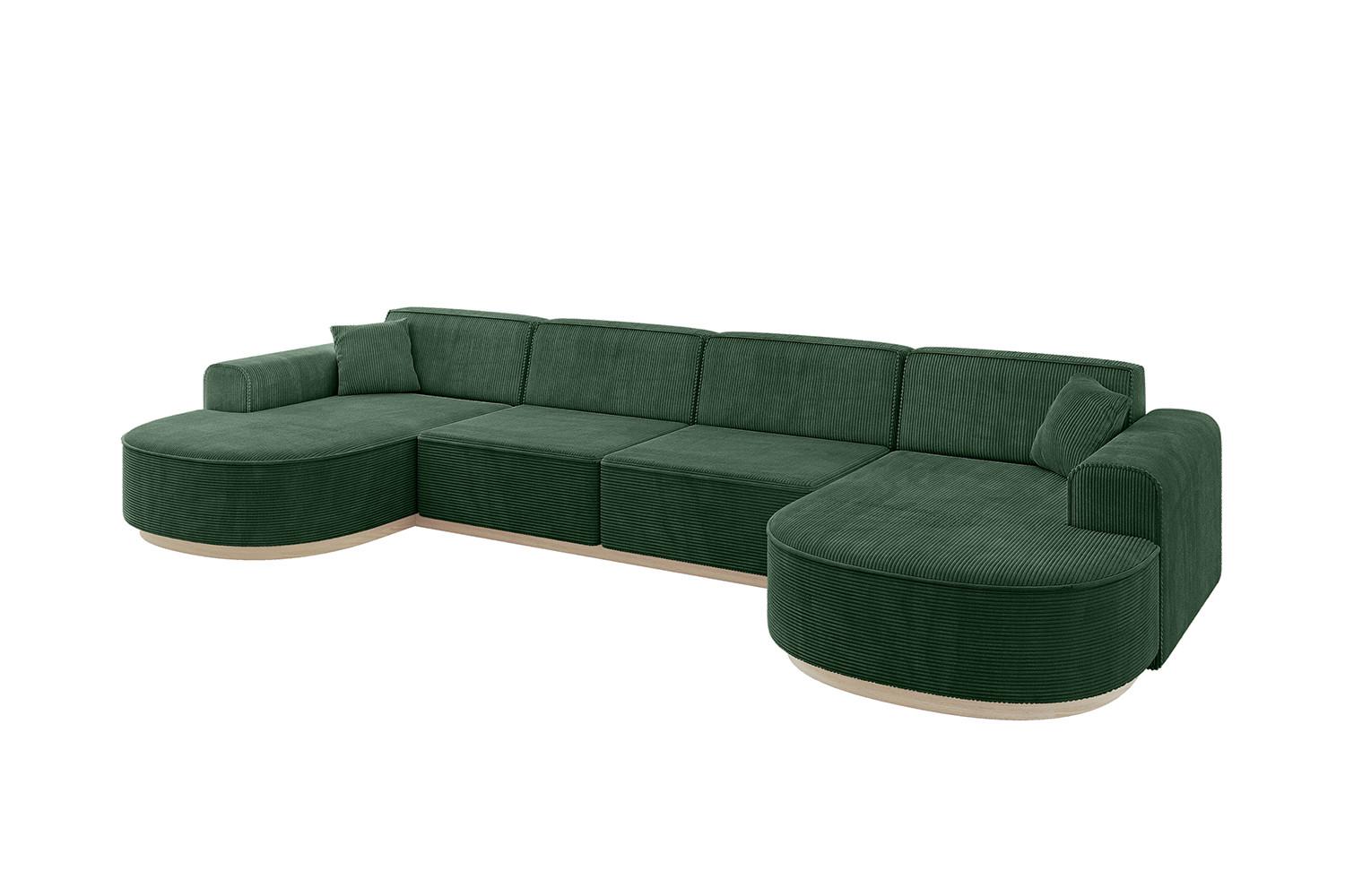WOHNLANDSCHAFT MARI-U2-v1 - 388x171x83 cm Grün Cord - Grün, Holzwerkstoff/Textil (388/83/171cm) - ALTDECOR