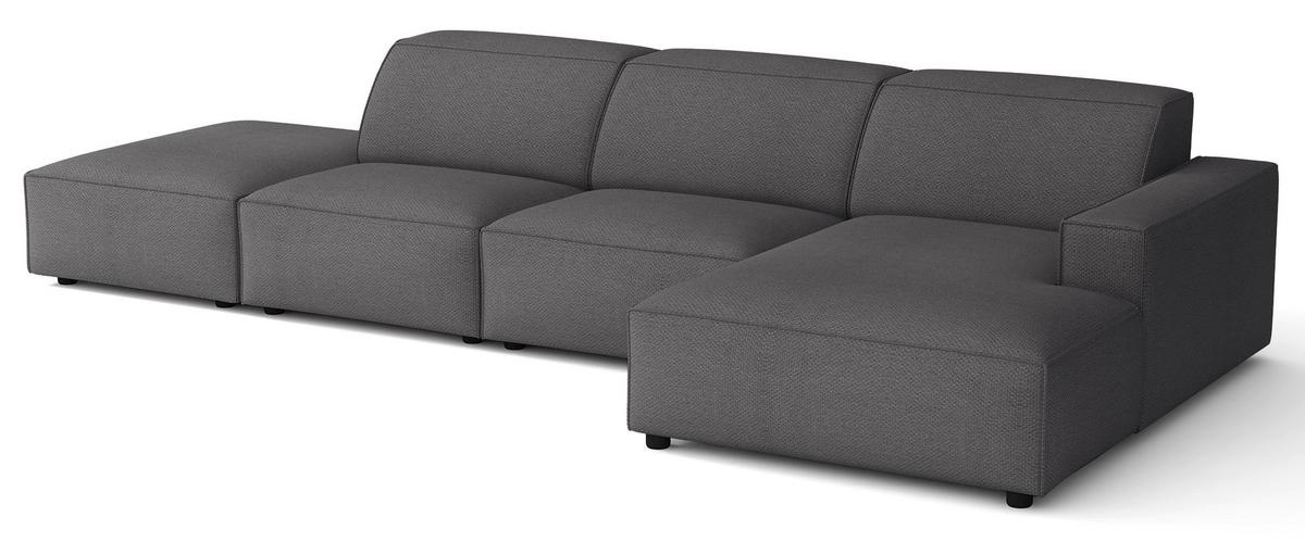 ECKSOFA Sellmo 344 cm - Dunkelgrau/Schwarz, Kunststoff/Textil (350/166cm) - Selsey