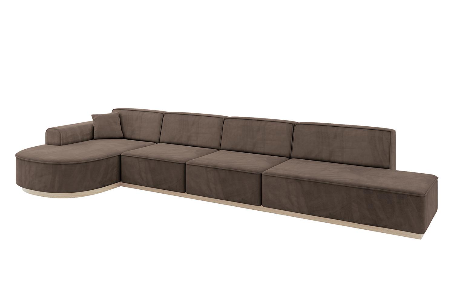 ECKSOFA Ottomane Links ARRIO-L3 - 413x171x83 cm Braun - Braun, Holzwerkstoff/Textil (413/171cm) - ALTDECOR