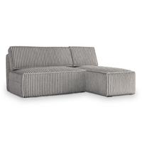 ECKSOFA BRISO T Hellgrau Kordstoff mit Schlaffunktion - Grau, Holz/Kunststoff (200/140cm) - MASSENO