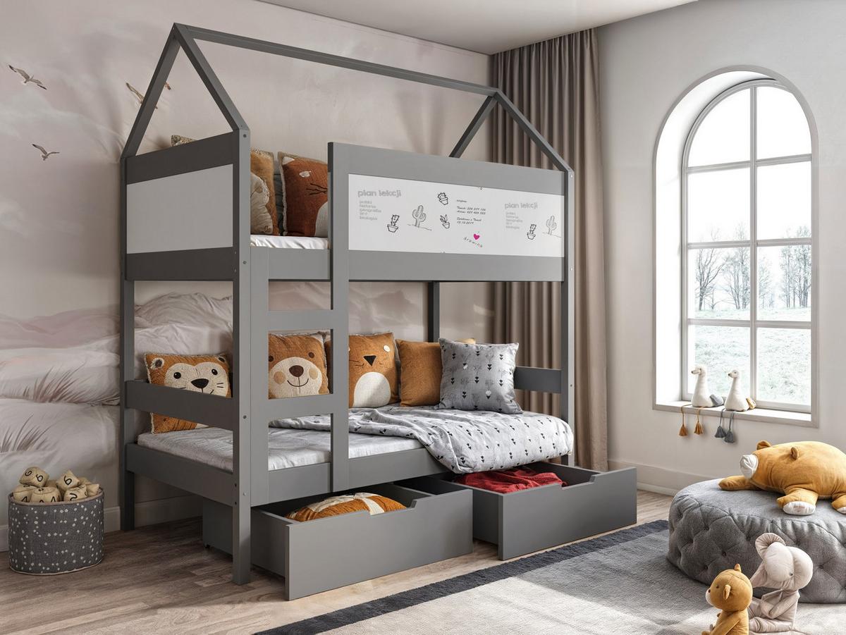 ETAGENBETT TAMI mit Bettkasten 80x160 cm Hellgrau - Grau, Holz (80/160cm) - MASSENO