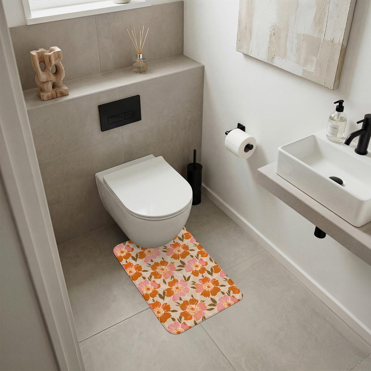 WC-VORLEGER Blumen - Motiv - Retro WC Teppich 40x60 cm - Multicolor, Textil (40/1cm) - OnlyWow