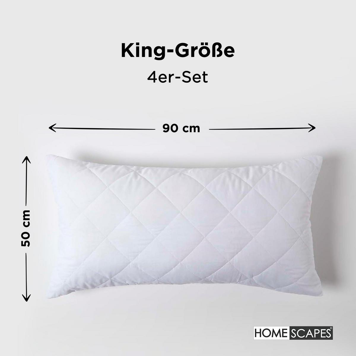 KISSENSCHONER gesteppt 50/90, 2er-Set mit Reißverschluss - Weiß, Textil (48/91cm) - Homescapes