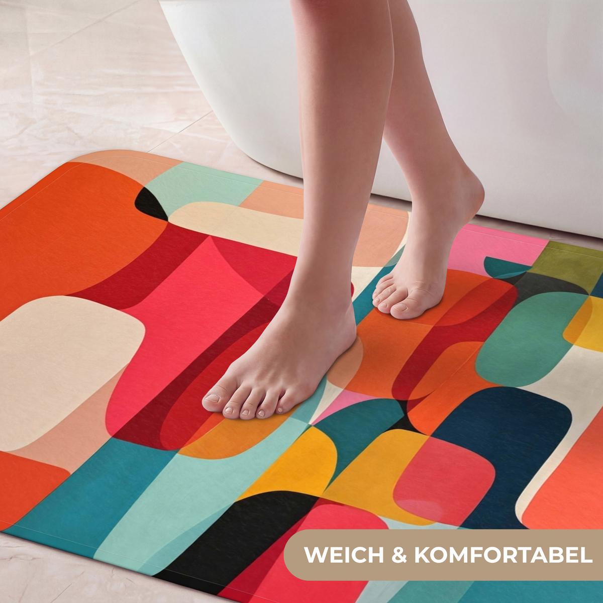 BADEMATTE Formen - Bunt - Abstrakt - Flugzeuge 120x60 cm - Multicolor, Textil (120/60cm) - OnlyWow