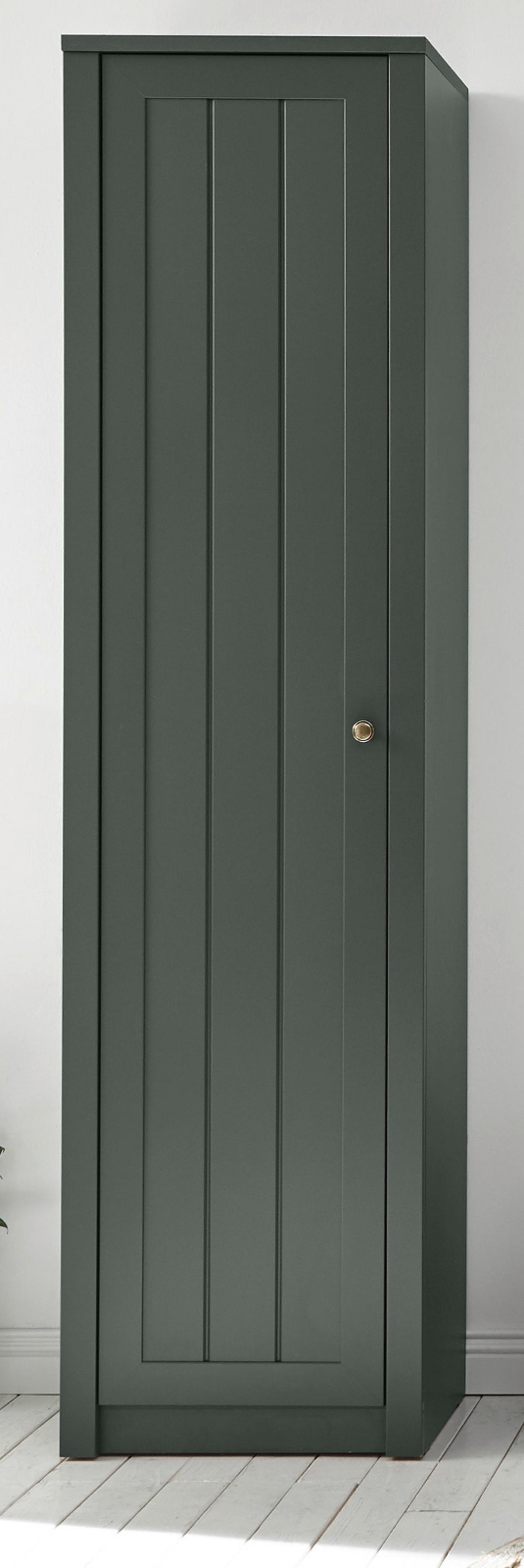 SCHUHSCHRANK grün, Landhausstil, Mehrzweckschrank 50 x 197 cm - Dunkelgrün/Goldfarben, Holzwerkstoff/Metall (50/197/43cm) - Furn.Design