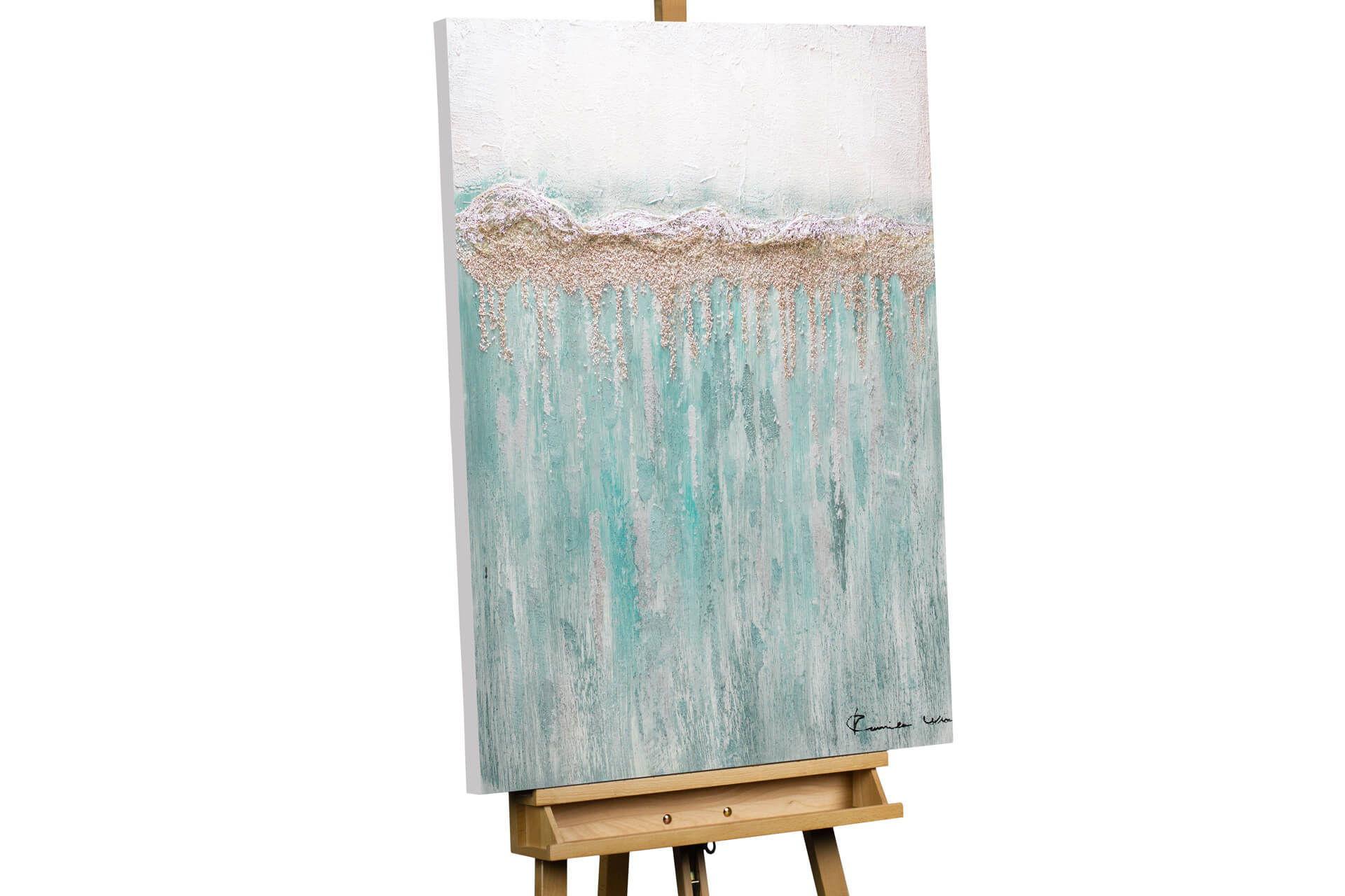 ACRYLBILD HANDGEMALT 75/100 cm - Blau/Weiß, Holz/Textil (75/100cm) - KUNSTLOFT