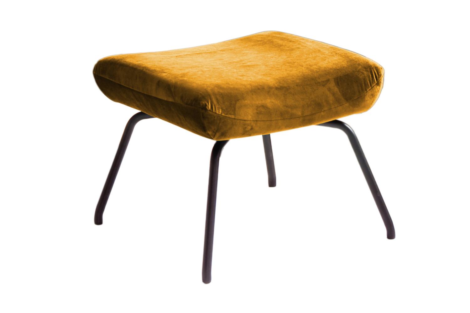HOCKER LOTTE Gelb Velvet - Currygelb, Textil/Metall (57/44/52cm) - KAWOLA