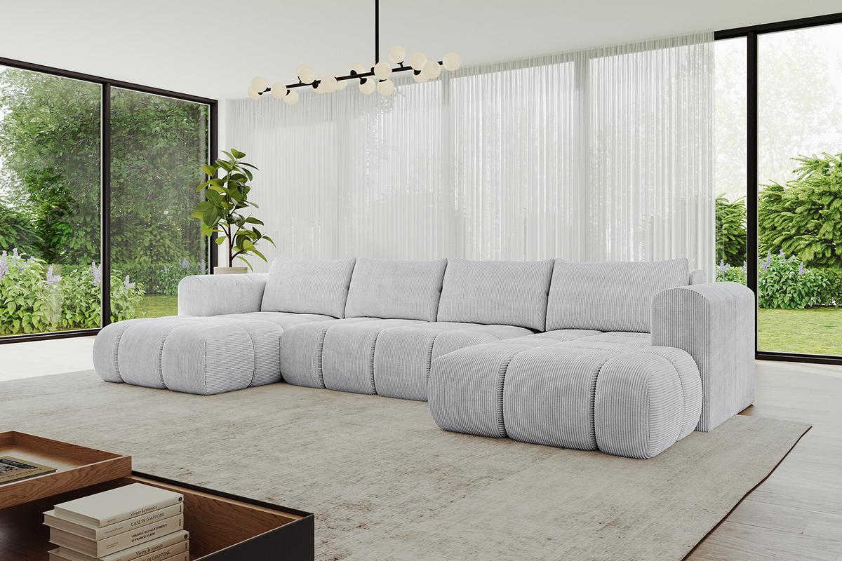 WOHNLANDSCHAFT CLOUD-U 405x185x90 Grau Cord - Grau, Holzwerkstoff/Kunststoff (405/90/185cm) - ALTDECOR
