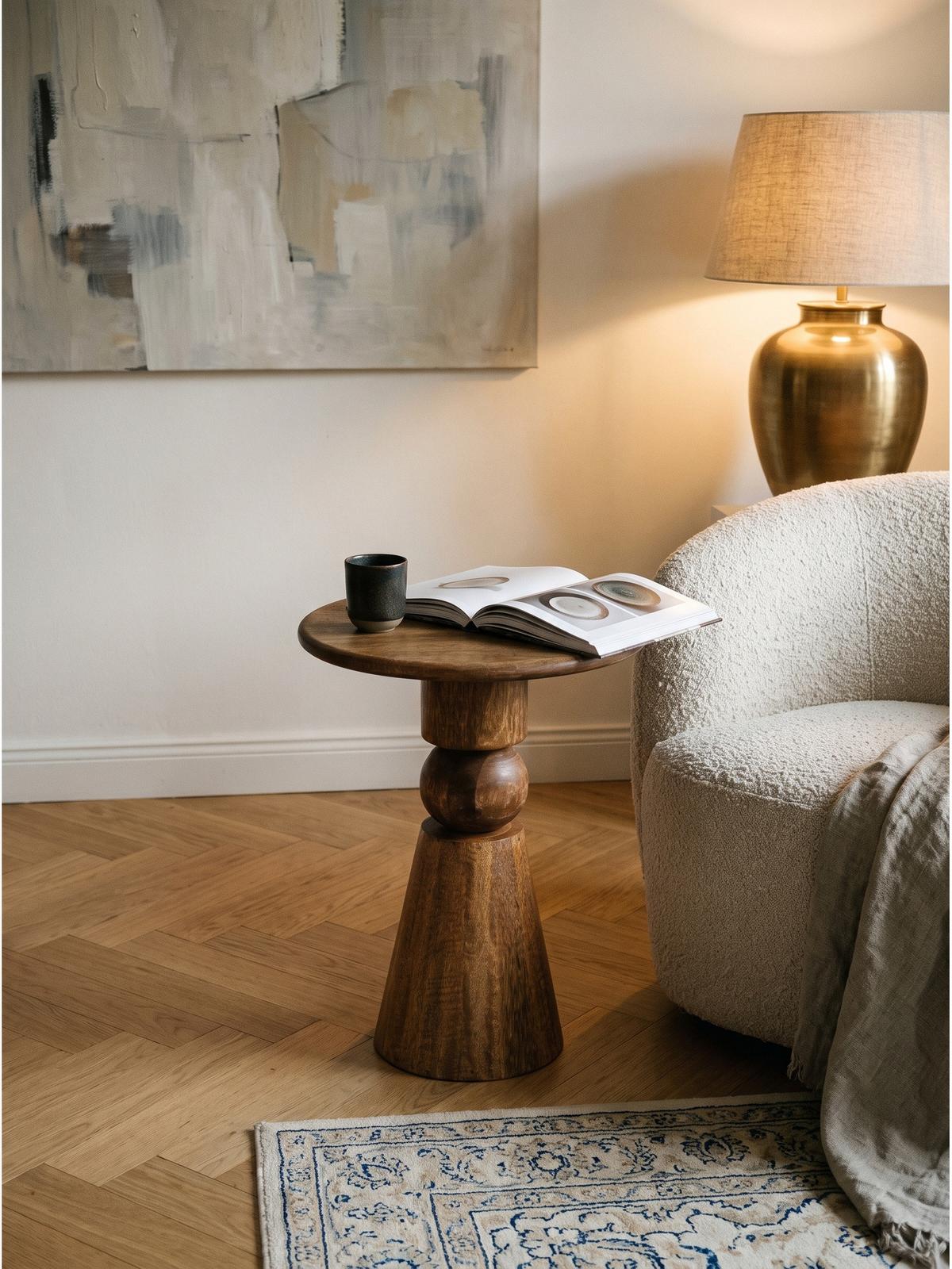 BEISTELLTISCH SORRENTO, Mango Massivholz, Ø 35 x 45 cm - Braun, Mangoholz/Holz (35/35/45cm) - KADIMA DESIGN