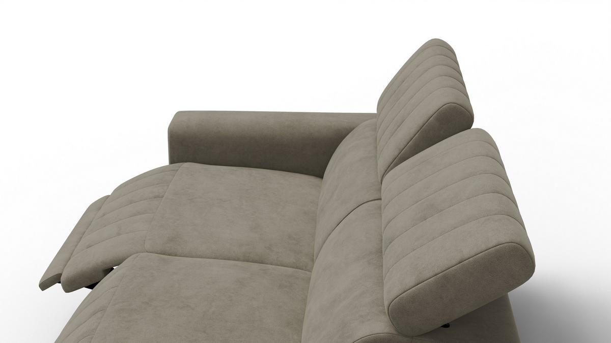 RELAXSOFA NORDEL 3-Sitzer, dunkles beige - Beige/Schwarz, Holz/Textil (194/80/105cm) - Wozimo