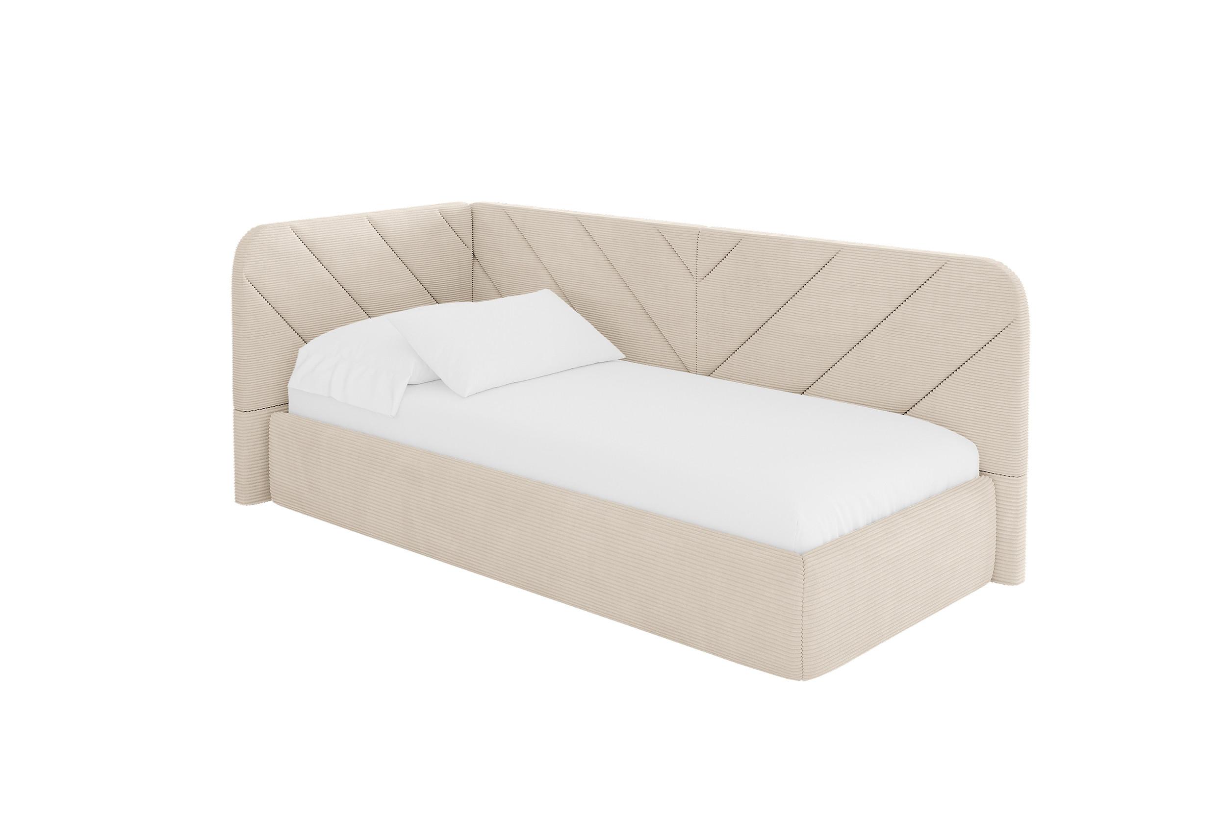 EINZELLBETT Jugendbett mit Bettkasten, Rechts - FIKY 100x200 Beige - Kaschmir, Holzwerkstoff/Textil (100/200cm) - ALTDECOR