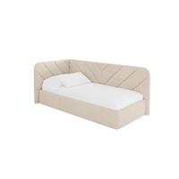 EINZELLBETT Jugendbett mit Bettkasten und Matratze H3/H4, Rechts - FIKY 90x200 Beige - Kaschmir, Holzwerkstoff/Textil (90/200cm) - ALTDECOR