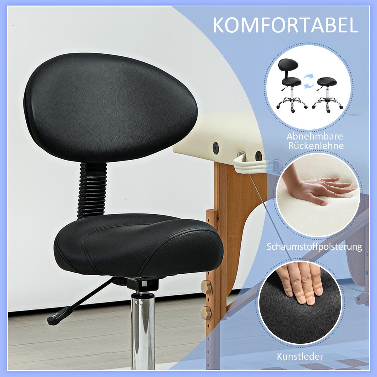 ROLLHOCKER Kunstleder Schaumstoff Schwarz - Silberfarben/Schwarz, Kunststoff/Metall (50/98/50cm) - HOMCOM