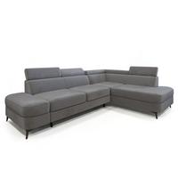 ECKSOFA AVISE M R-S Grau Velours-Stoff mit Schlaffunktion - Grau, Holzwerkstoff/Textil (268/195cm) - MASSENO
