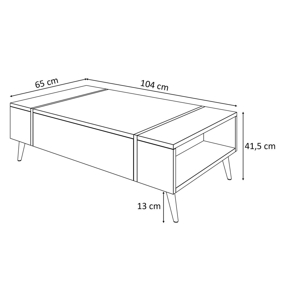 COUCHTISCH ONYX LOFT auf Beinen - Eichefarben, Holzwerkstoff (41.5/104/65cm) - Lookway