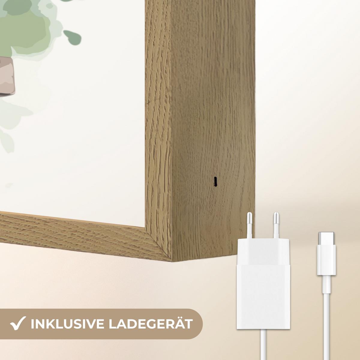 WANDLEUCHTE MIT AKKU Löwe - Tier - Kinder - Dschungel 40x30 cm - Weiß, Holzwerkstoff (40/30/8cm) - OnlyWow