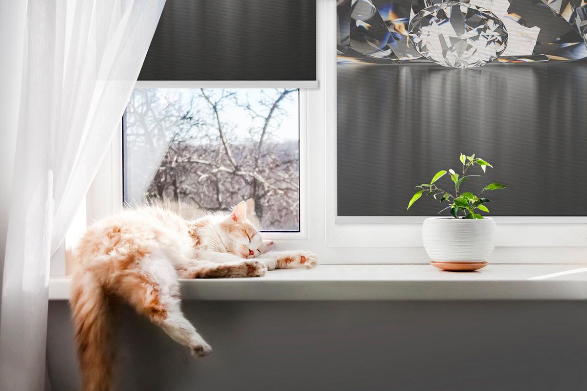 INNENROLLO - Fensterrollo - Rollo - 90x180 cm - Diamanten - Schwarz, Kunststoff (90/180/0.5cm) - TULUP