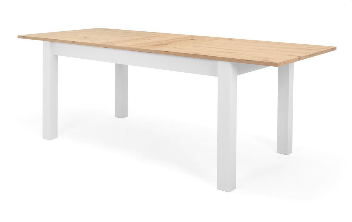 ESSTISCH weiß Landhaus und Eiche, ausziehbarer Küchentisch 160 - 215 cm - Weiß/Eiche Artisan, Holzwerkstoff (160/90/75cm) - Furn.Design