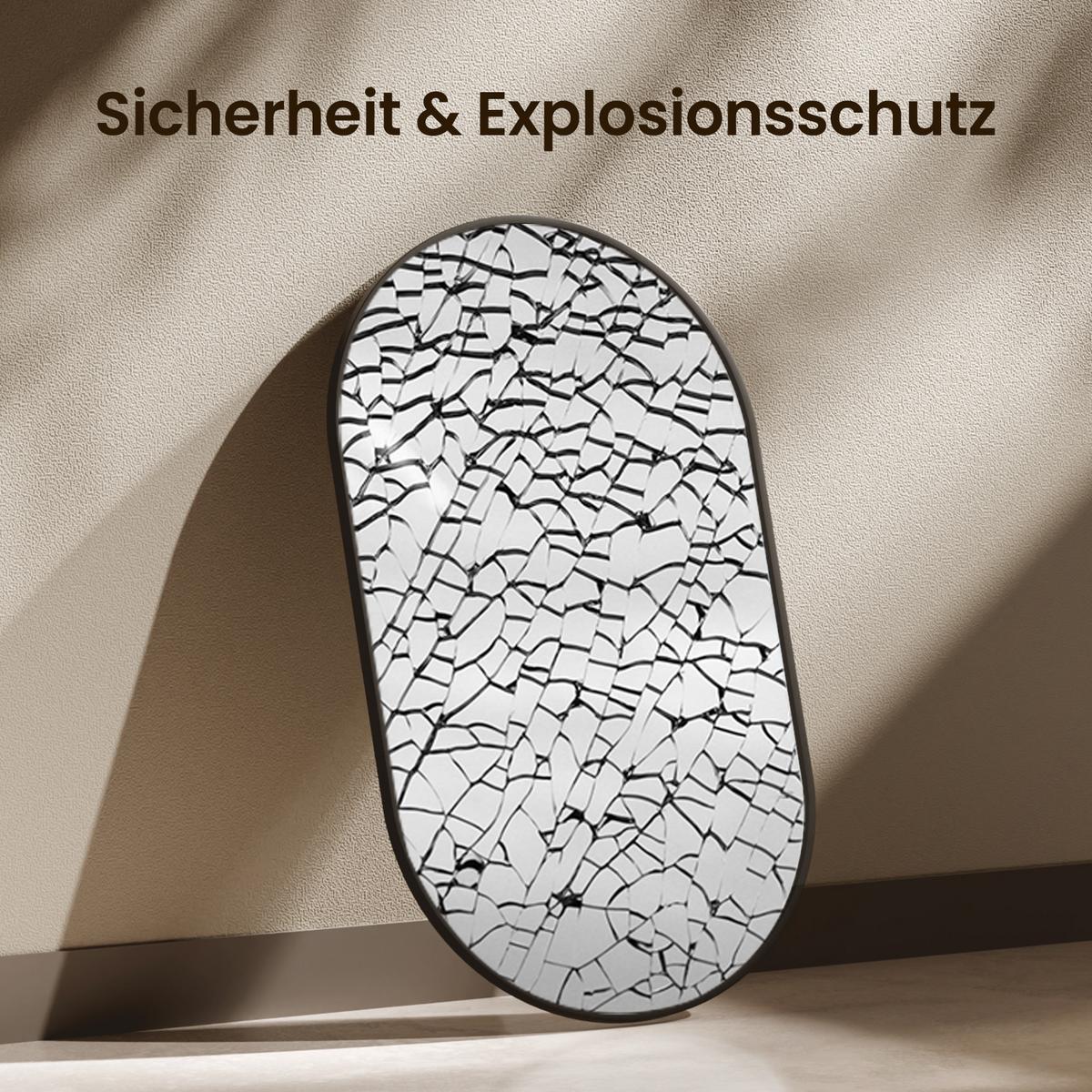 WANDSPIEGEL Umweltfreundlicher Glasspiegel Ovale Schwarz 60/45/2 cm - Schwarz, Glas/Metall (45/60/2cm) - EMKE