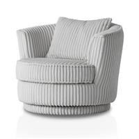 BIG-SESSEL Mega Cord hell grau Ø 95 cm 360° drehbar, inklusive Kissen - Hellgrau, Holz/Kunststoff (95/77/95cm) - Furn.Design