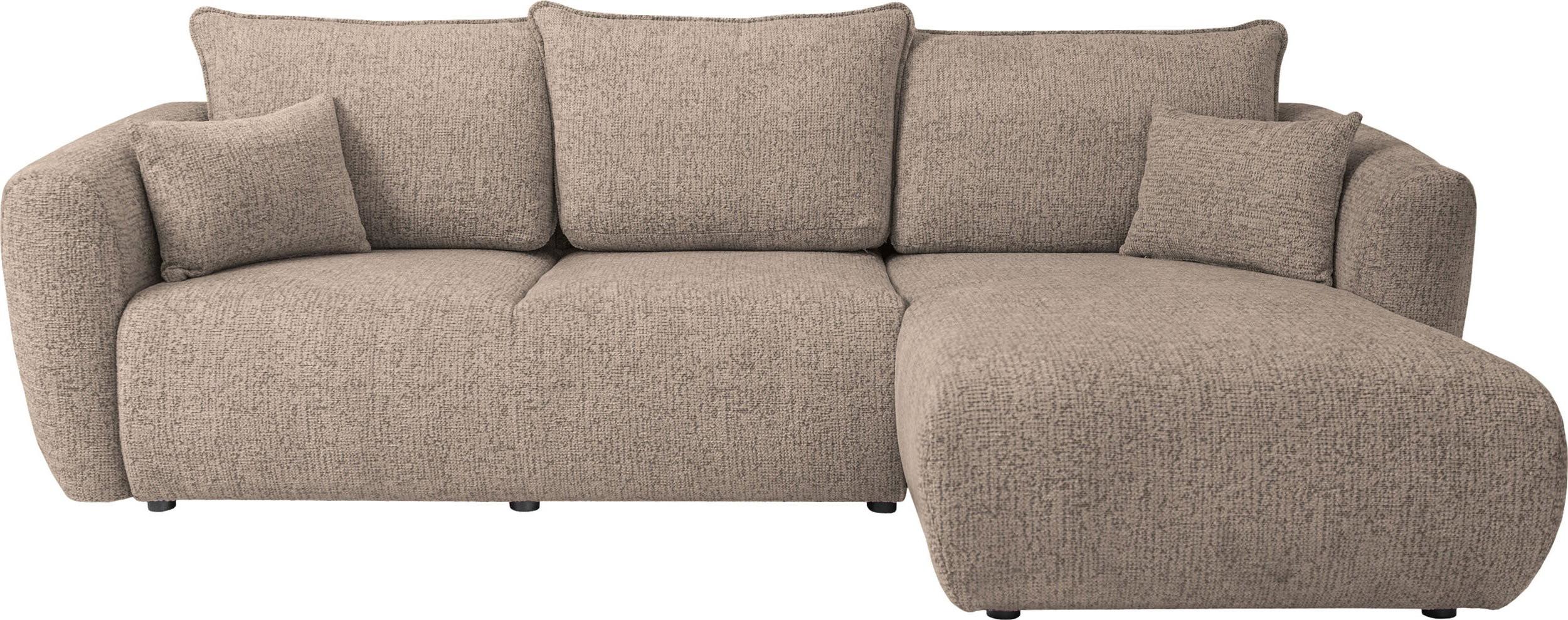 ECKSOFA Fabio mit Bettkasten, Strukturiert Dunkelbeige 255/165/91 cm - Beige/Schwarz, Textil (165/255cm) - WFL GROUP