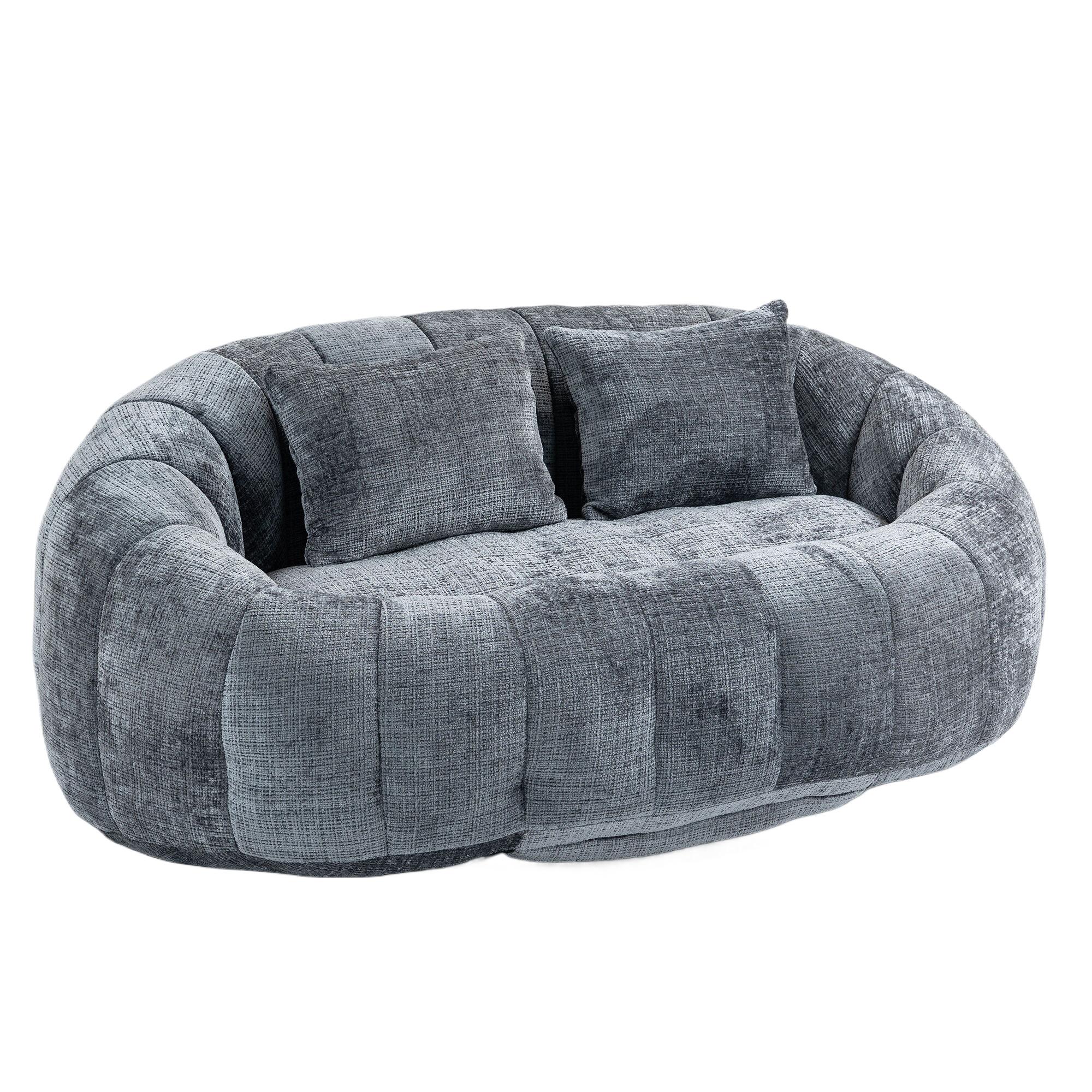 2-SITZER SOFA aus Chenille mit Memory Schaum & ohne Montage - Grau, Textil (145/63/95cm) - Urban Meuble