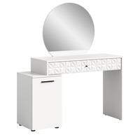SCHMINKTISCH weiß Hochglanz 117 cm, Kosmetiktisch mit Spiegel - Weiß Hochglanz/Schwarz, Glas/Holzwerkstoff (42/138/117cm) - Inn.Furn