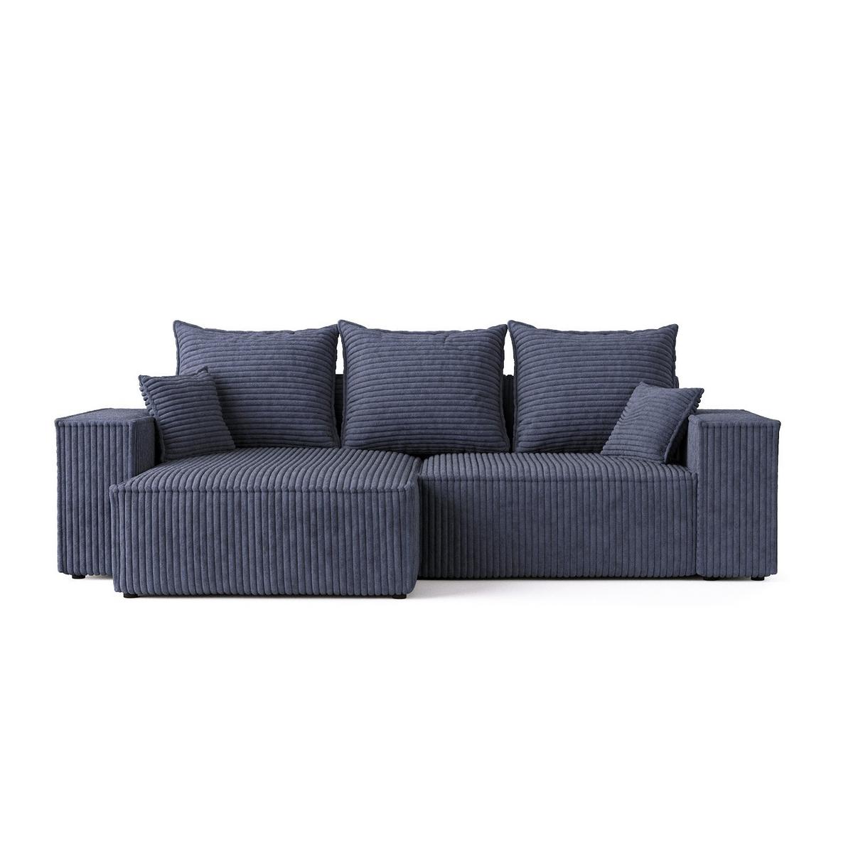 ECKSOFA SENSO mit Schlaffunktion Marin im Tilia Stoff - Schwarz/Dunkelblau, Holz/Holzwerkstoff (255/148cm) - AltaBeds