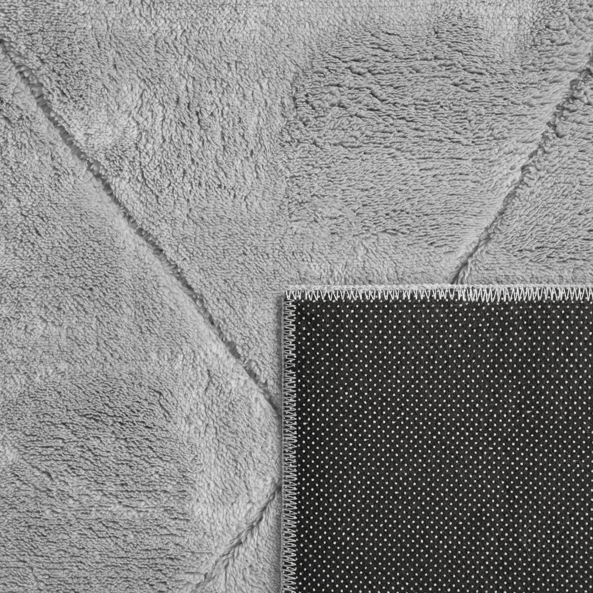 KURZFLORTEPPICH Waschbar, mit Rauten-Struktur, Grau, 120 x 160 cm - Grau, Textil (160/120cm) - KADIMA DESIGN