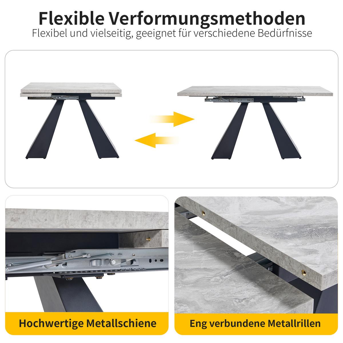 ESSTISCH ausziehbar 99–159 cm in Grau Marmor-Optik - Weiß, Holzwerkstoff (74/99/77cm) - Urban Meuble