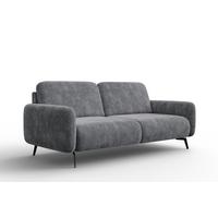 SOFA FEBE 3-Sitzer, grauer Chenille-Stoff - Schwarz/Grau, Holz/Textil (190/82/96cm) - Wozimo