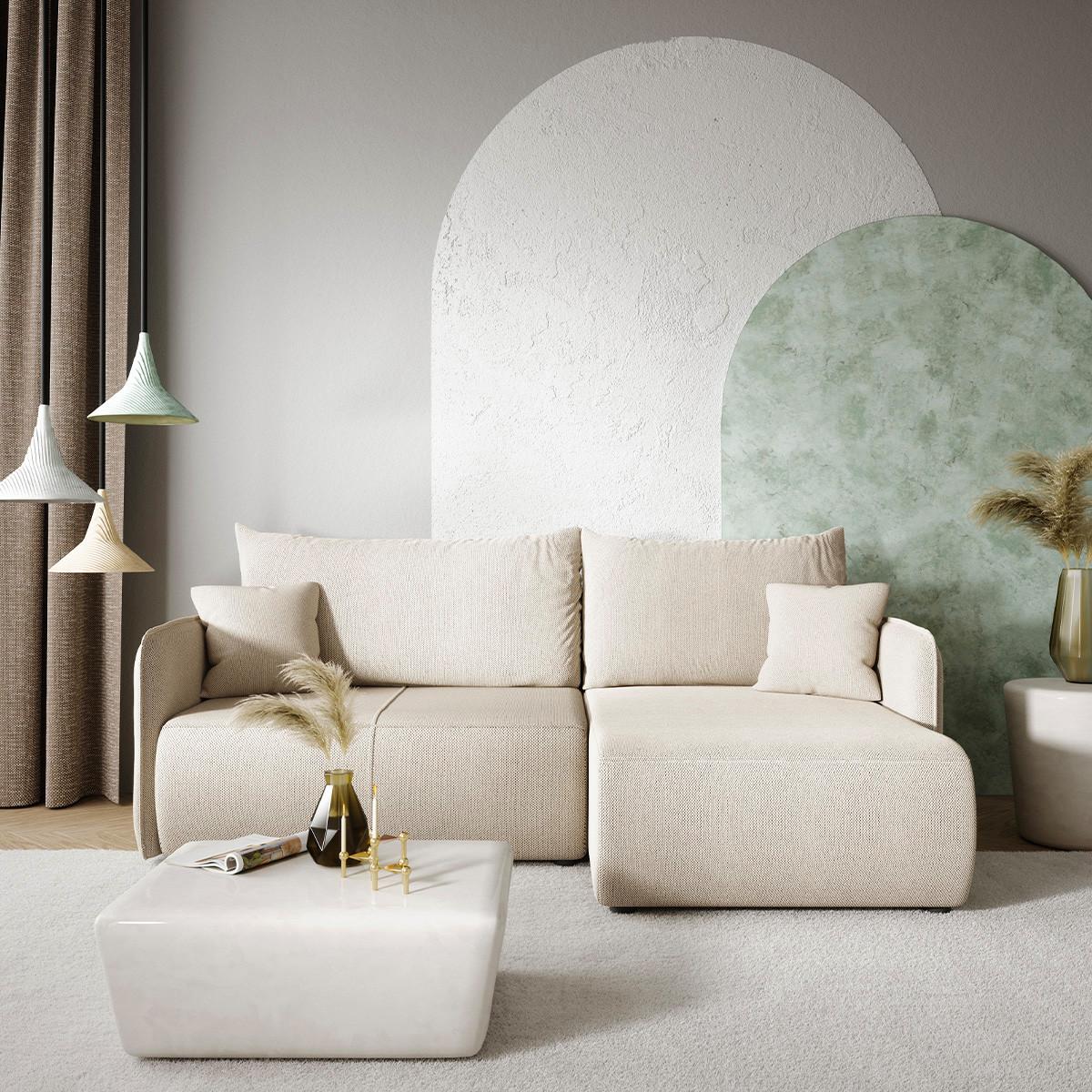 ECKSOFA Claudio 3 Sitzplätze Hellgrau - Grau, Holz (207/148cm) - Petits-meubles