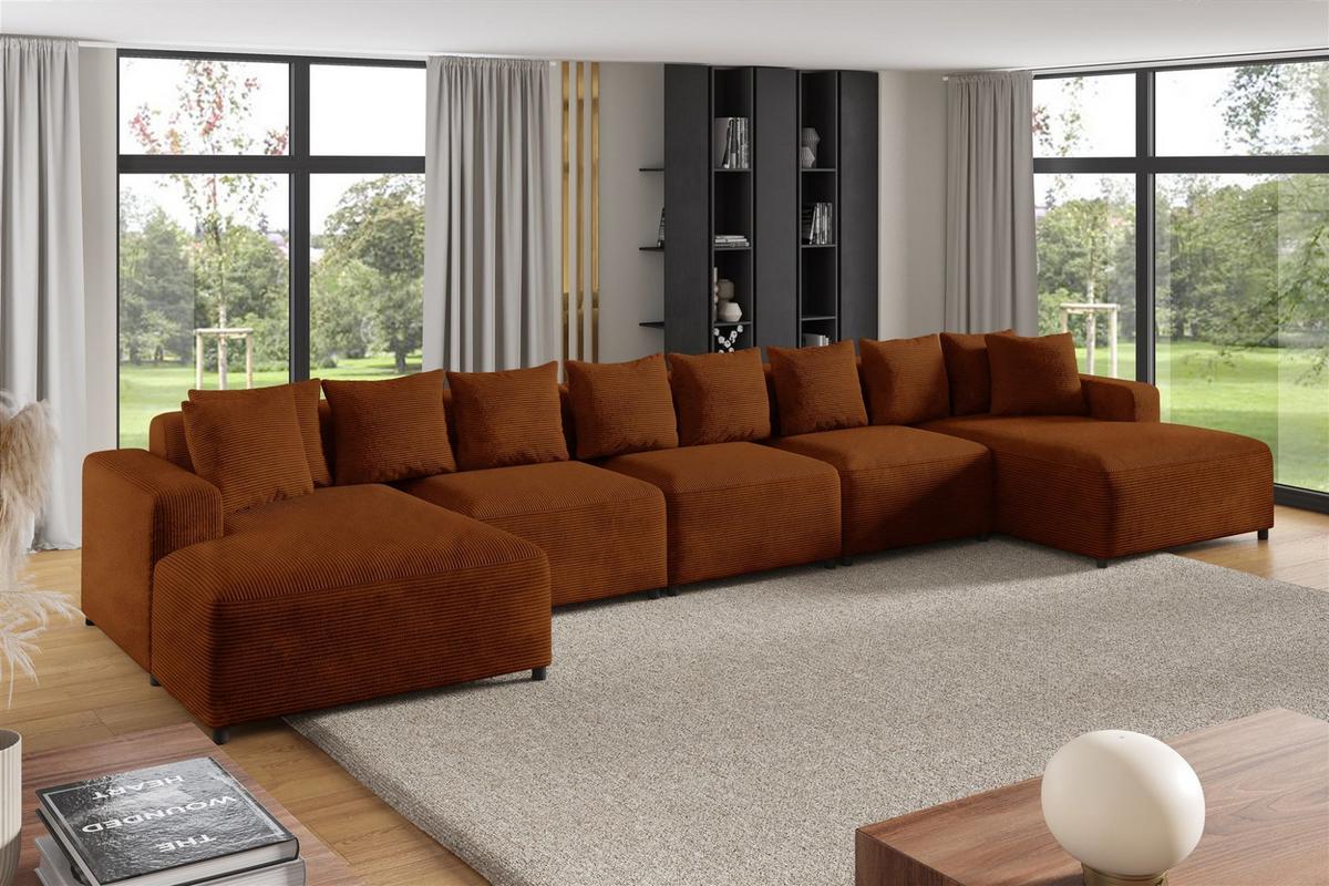WOHNLANDSCHAFT Megan Xl In Poso - Rotbraun, Holzwerkstoff/Textil (517/75/165cm) - Fun Möbel