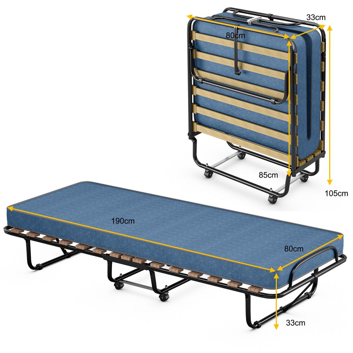 GASTEBETT Blau - Blau, Metall - COSTWAY