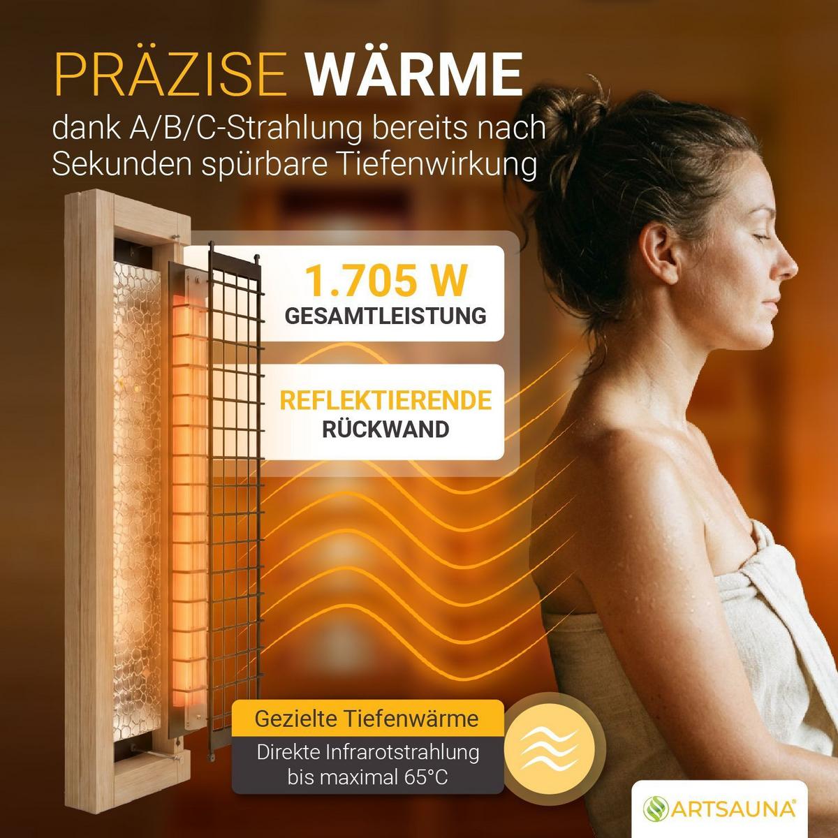 INFRAROTKABINE Trondheim90 natur mit Dual-Technologie & Hemlockholz - Naturfarben, Holz (90/190/90cm) - Artsauna