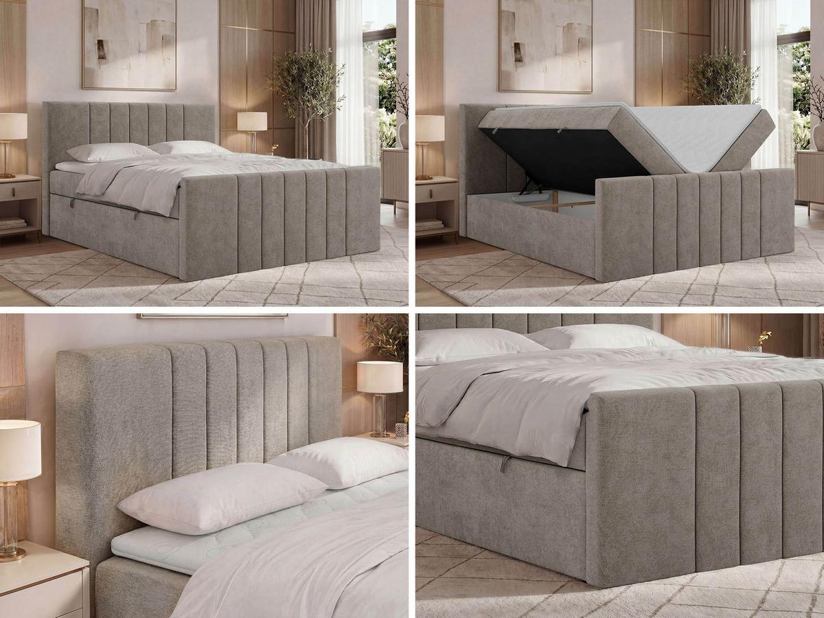 BOXBETT INERO DUO 200/200 - Greige Stukture - Topper T25 - H3 - Greige/Schwarz, Kunststoff/Textil (200/200cm) - MKS