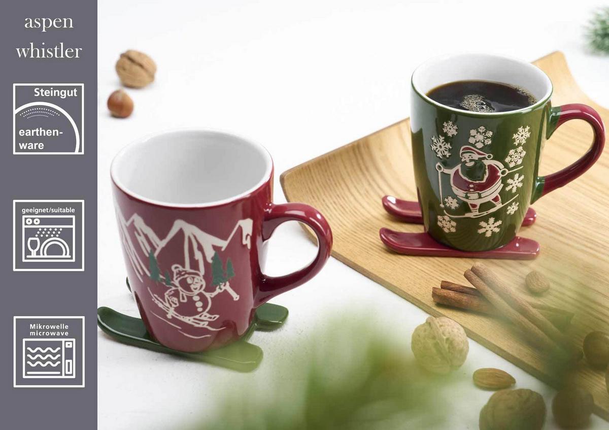 KAFFEEBECHER AUF SKI Whistler grün 340 ml 24er Set - Grün, Keramik (0.34L) - Ritzenhoff Breker