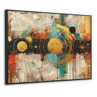 LEINWAND Bilder mit Rahmen - Abstrakt - Kunst - Gold - Modern - 100x70 - Multicolor, Textil (100/70cm) - MuchoWow