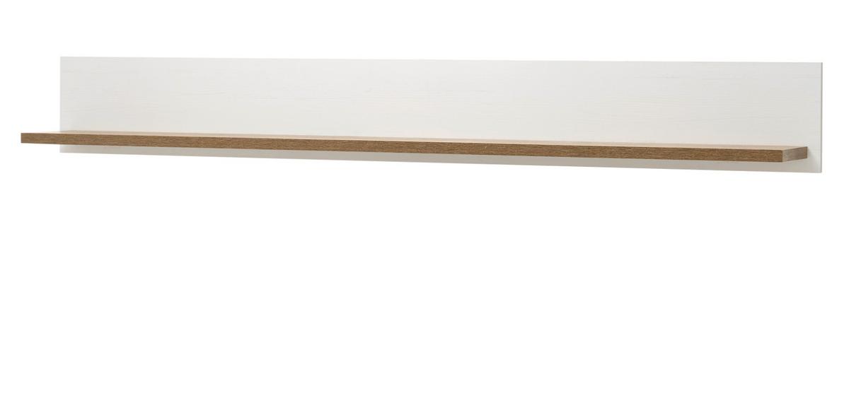WANDBOARD weiß Pinie, Eiche hell Landhaus, Wandregal 160 cm - Eichefarben/Weiß, Holzwerkstoff (160/20/20cm) - Furn.Design