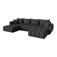 WOHNLANDSCHAFT mit Schlaffunktion und Bettkasten TOKO-U-v1 378x194x86 Dunkelgrau Velours - Anthrazit/Schwarz, Holzwerkstoff/Kunststoff (378/86/194cm) - ALTDECOR